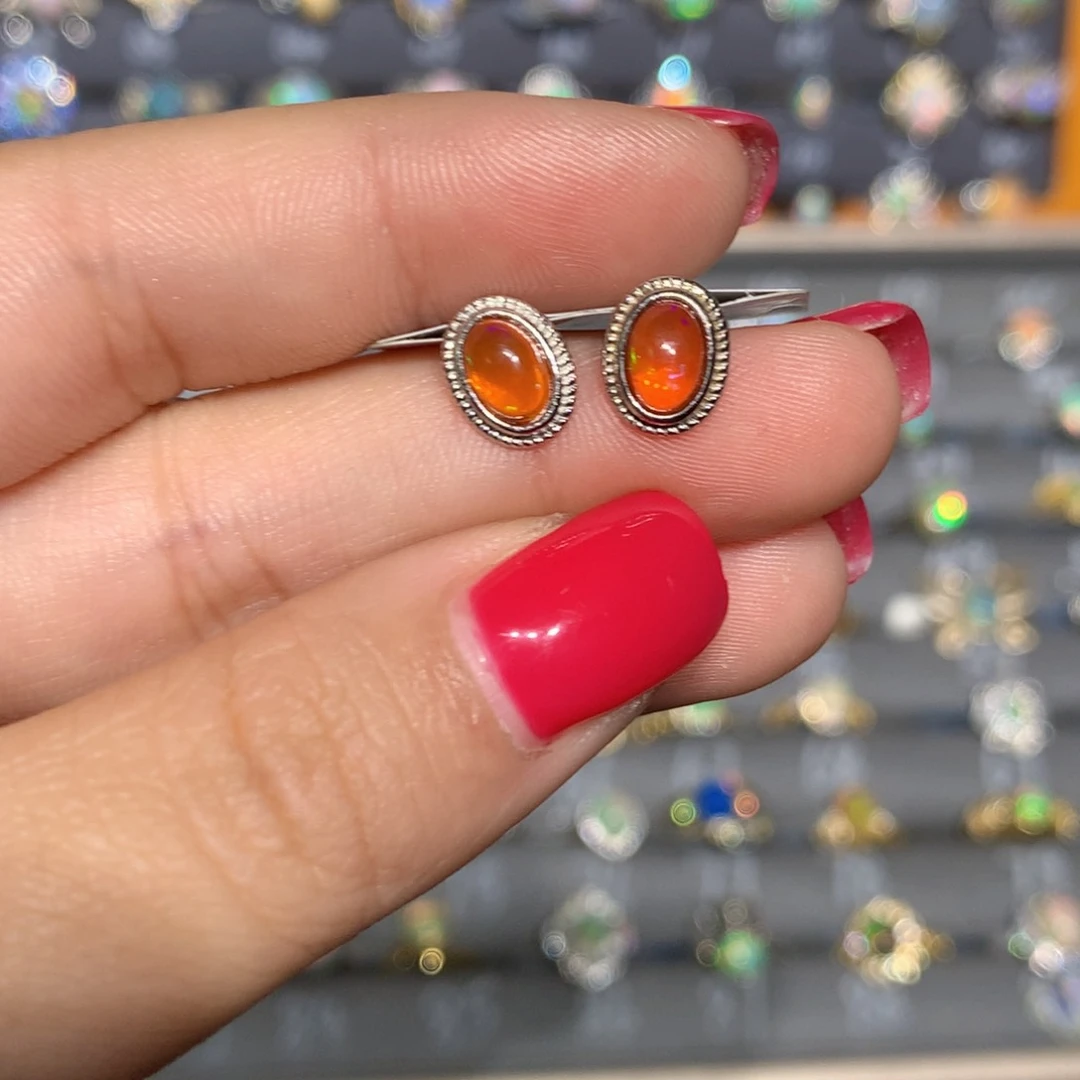 银S925镶嵌欧泊欧泊福利耳饰不退换l