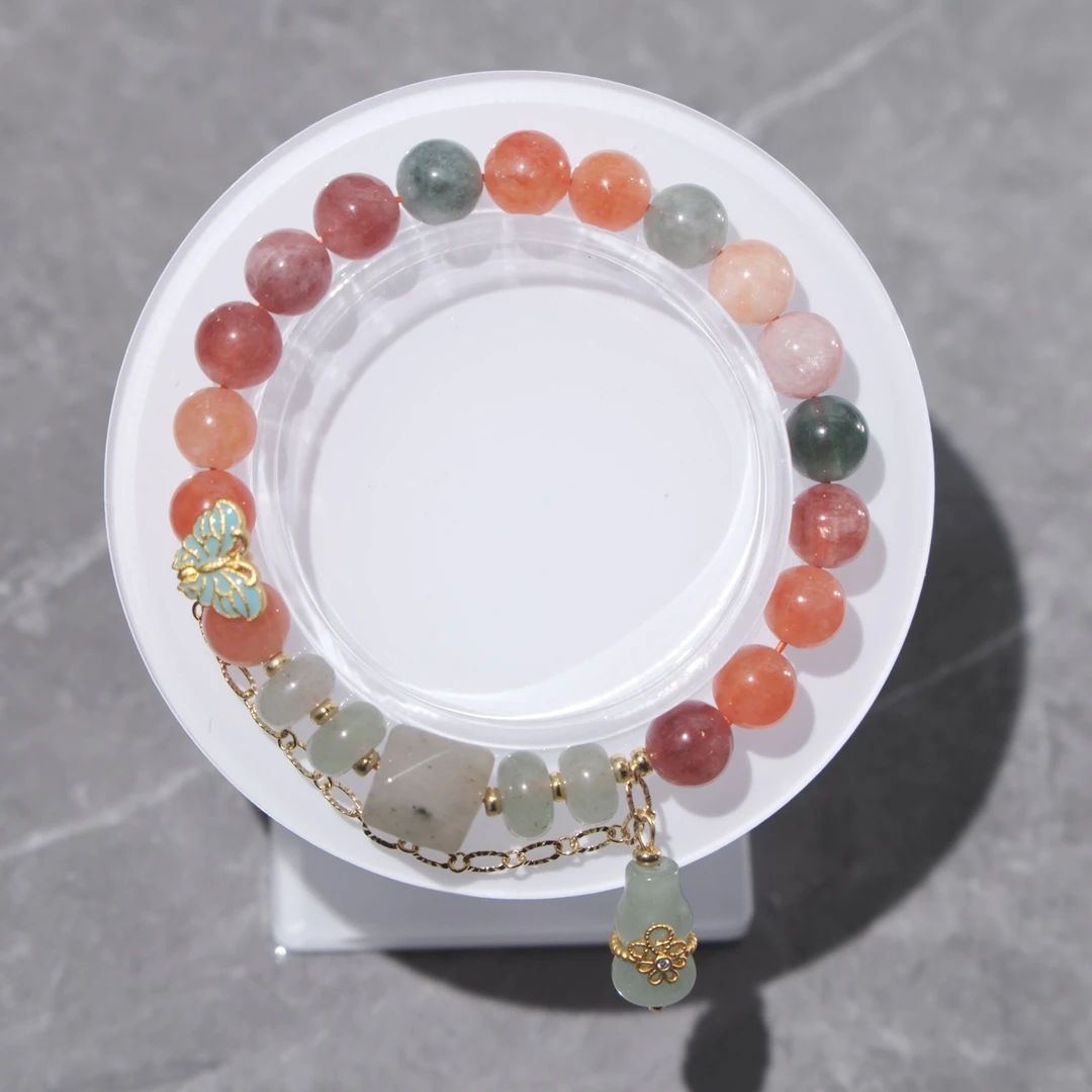 【葫芦福禄】天然金丝玉+方糖+葫芦DIY自制手工手串