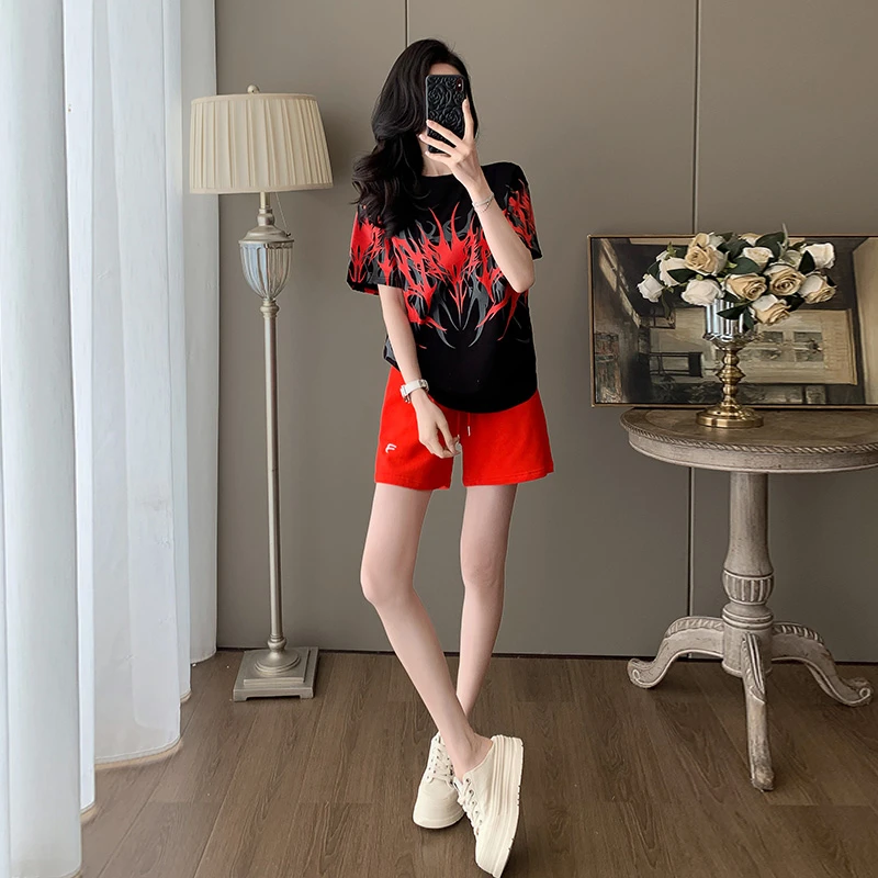 2025夏季健身短裤一整套女装网红时尚显瘦套装新款爆款减龄宽松