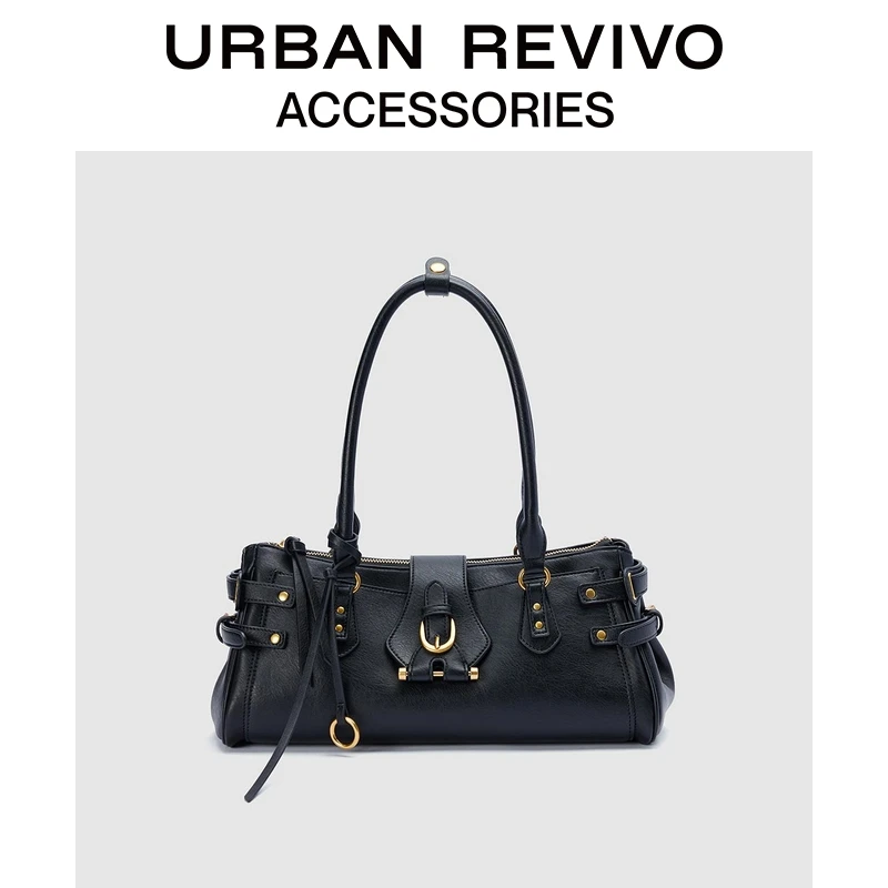 URBAN REVIVO2025秋季新款女复古潮流机车风单肩包UAWB50205