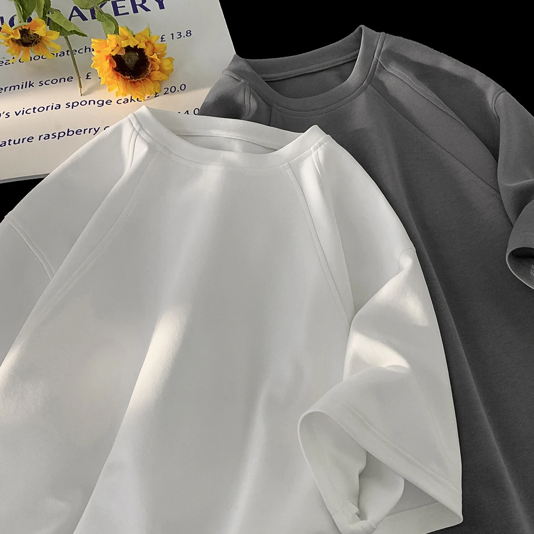 隐匿者2025夏季新款百搭大码男士重磅短袖T恤港风宽松圆领半袖T恤