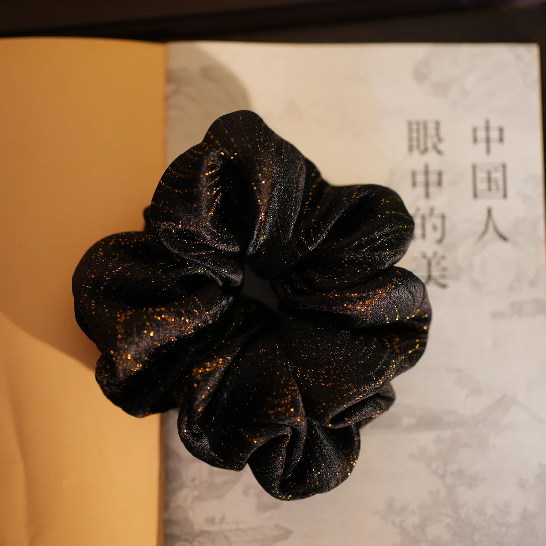 【黑色织金发圈】非遗正绢面料 手工拎缝