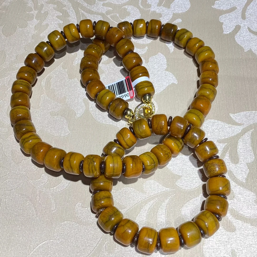 非金属珐琅项链 K5862  黄色复古风百搭圆柱项链套装