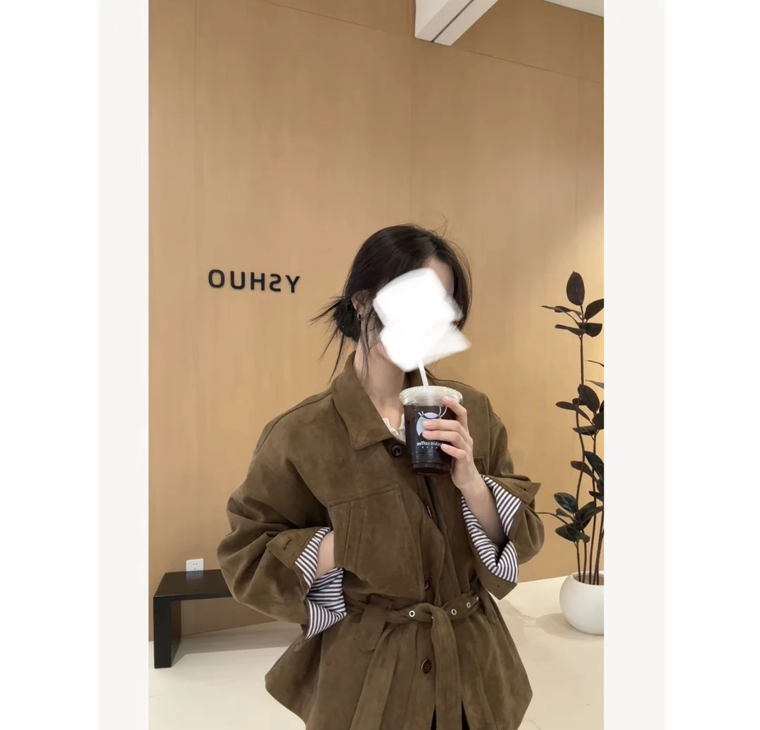 气质翻领单排扣腰带外套质感显瘦开衫上衣女