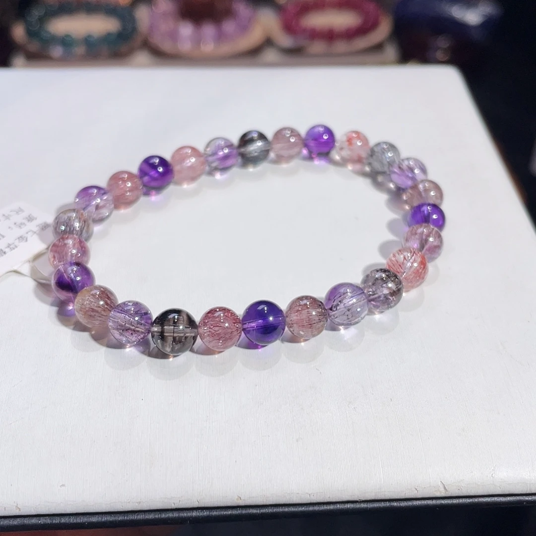 水晶未镶嵌手链超七金草莓7mm