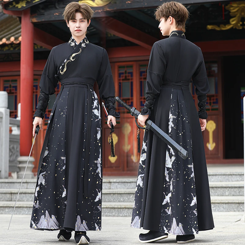 新中式国风汉服男款套装古装古风男装唐装帅气公子学生表演班服装