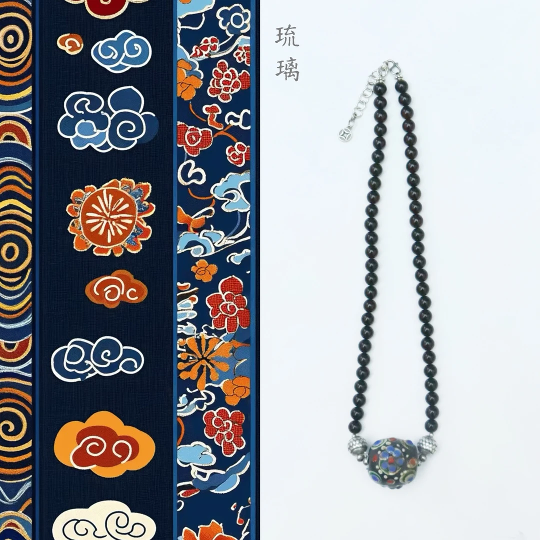 链子925银 原创设计款编织民族风琉璃女款毛衣链颈饰 只发其一