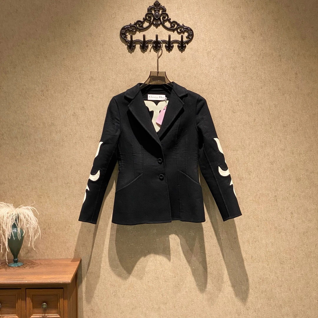 99新 DIOR/迪奥 限量印花毛呢短外套/36码/赵丽颖同款/35244
