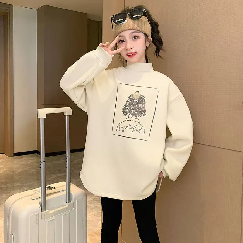 女童冬款女孩图案加绒打底上衣
