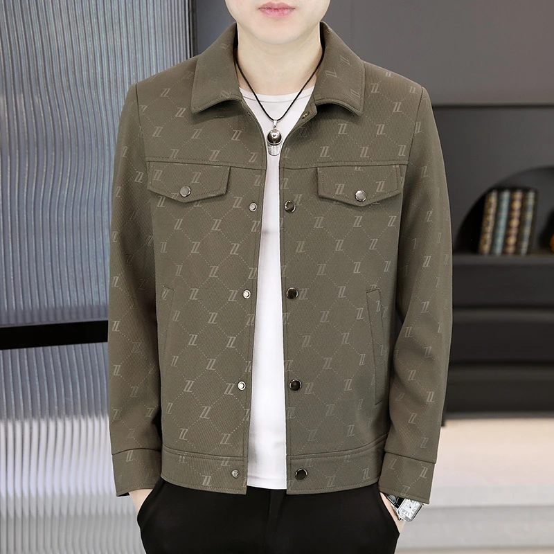 【仪表堂堂】春秋新款春款磨毛星空呢立体印花翻领男夹克外套S893