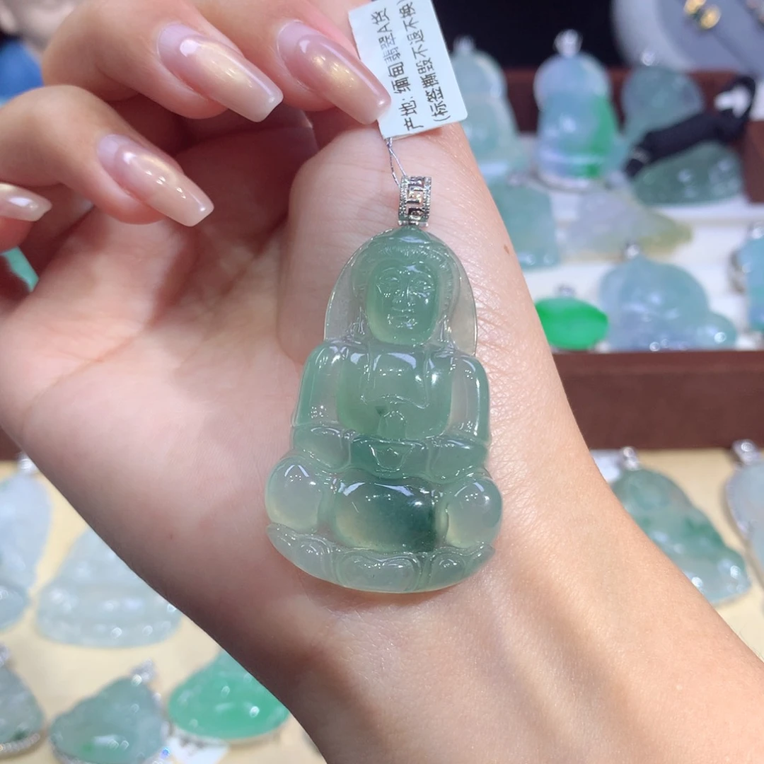 吊坠(不含链)18K金镶嵌翡翠