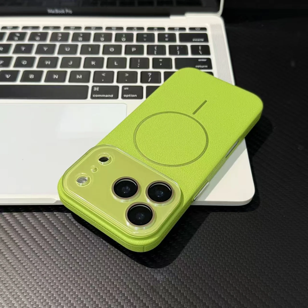 雅天立无线充磁吸荔枝PC壳适用iPhone17/16镜头膜手机壳苹果15/13