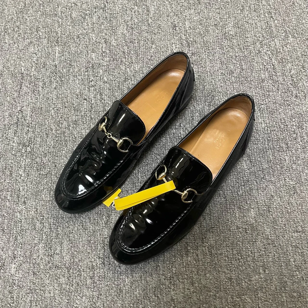 95新 GUCCI/古驰 Jordaan 马衔扣圆头套脚乐福鞋  36码/7681