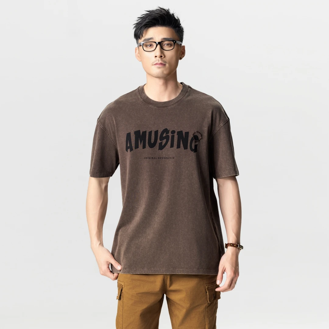 8983男士美式休闲百搭夏季宽松印花圆领美式休闲百搭夏季T恤