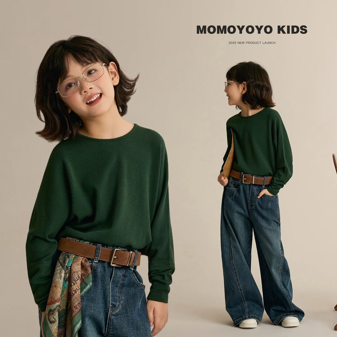 【方寸之间】女童蝙蝠袖短版T恤亲子装儿童洋气内搭上衣8488D