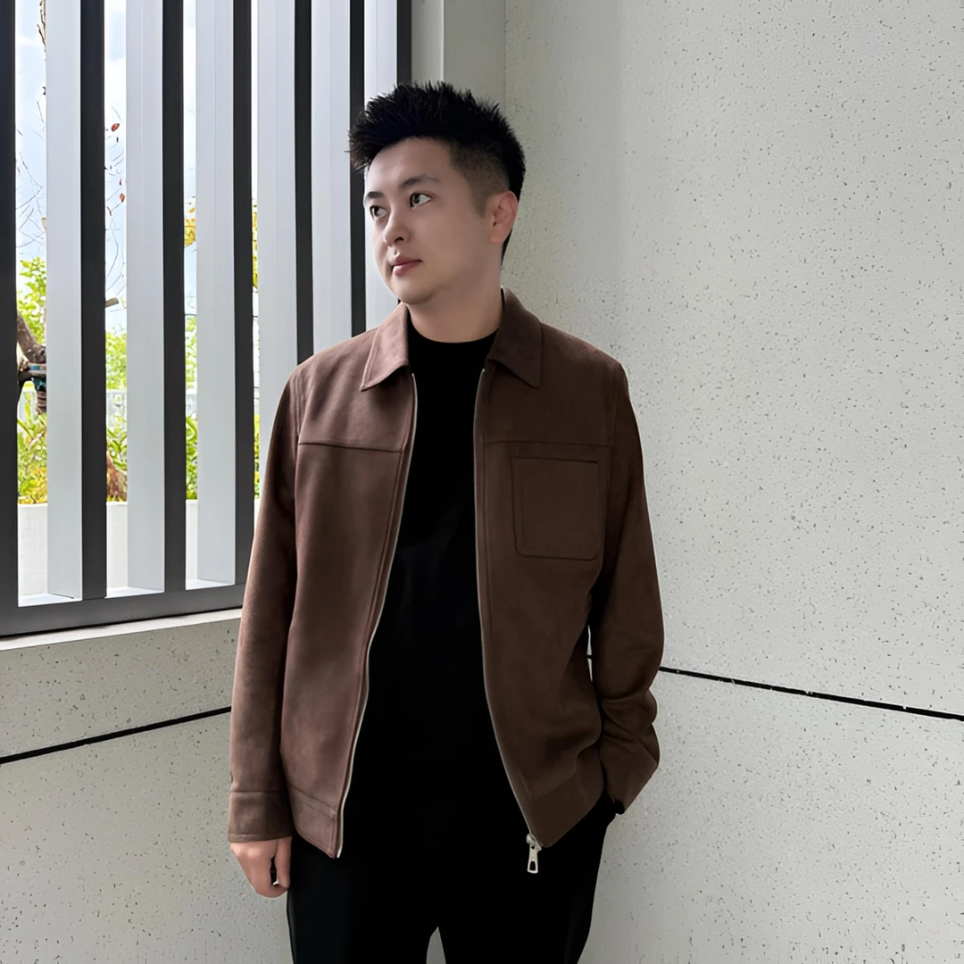 Asen 美式麂皮绒夹克外套秋季翻领男士休闲夹克外套百搭