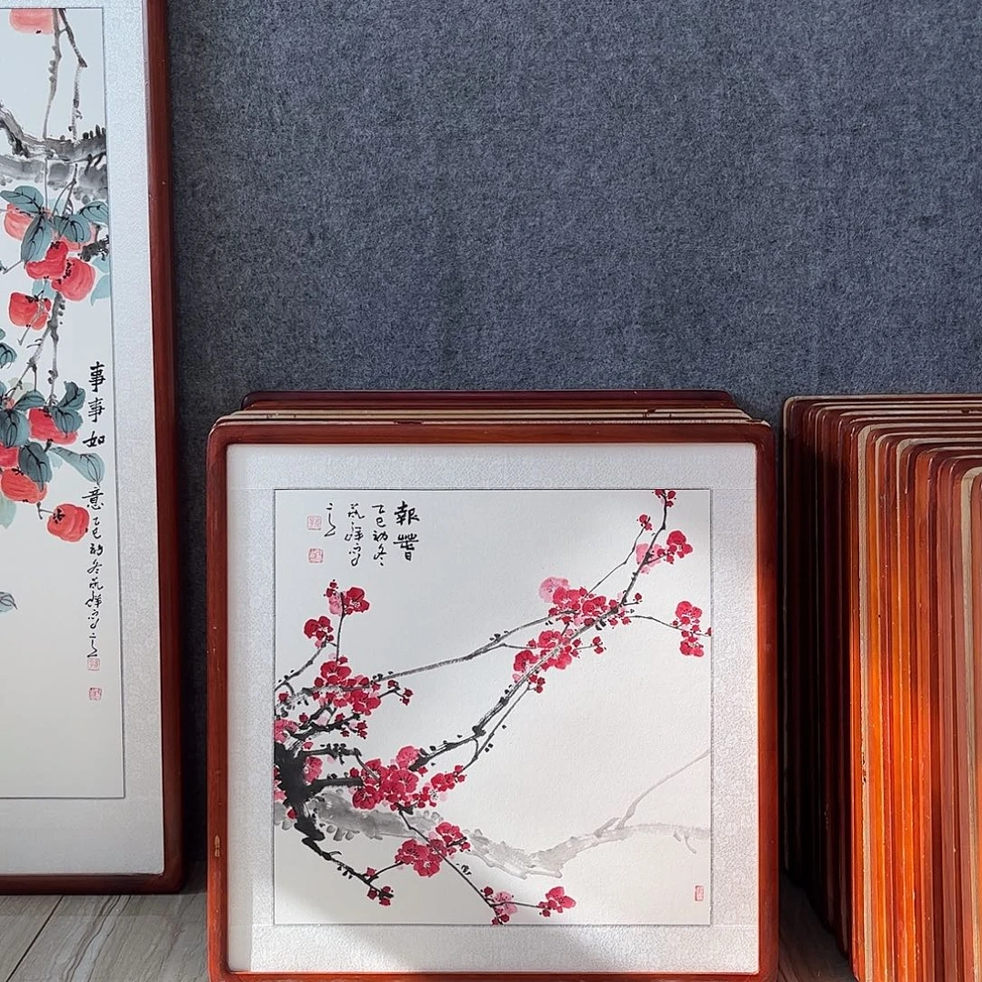 国画书画作品带框63×63