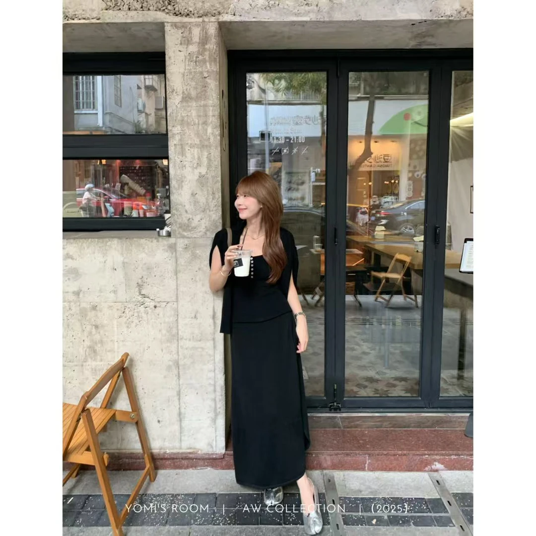 YOMI小个子【初见莉莉安】羊毛上衣背心半裙三件套休闲秋季显白显瘦