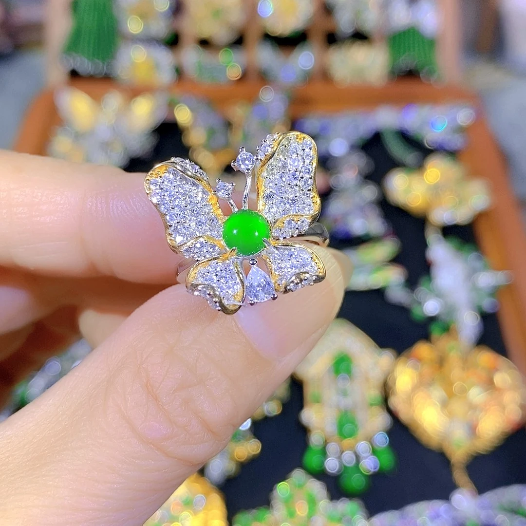 吊坠(不含链)银S925镶嵌翡翠