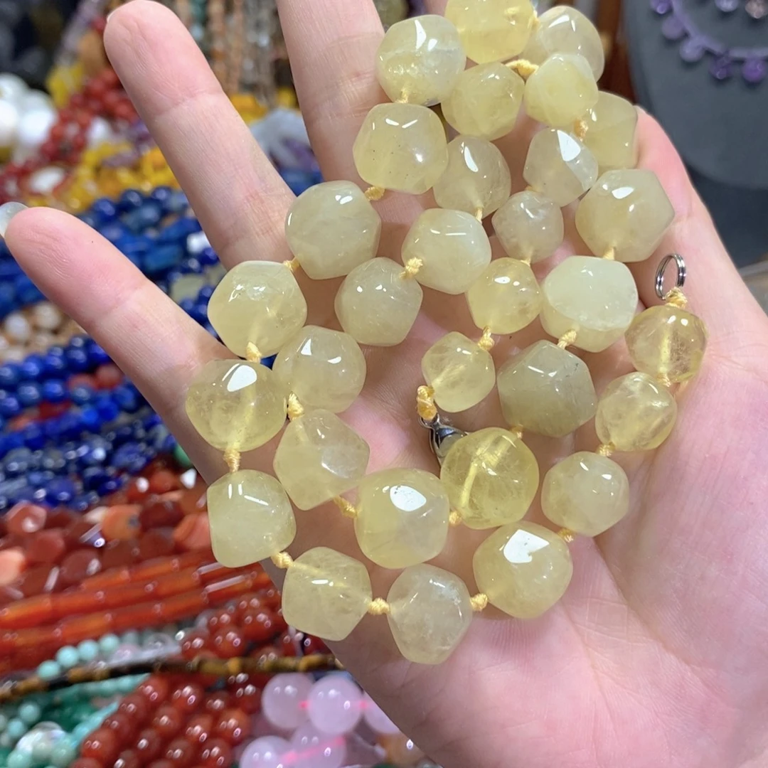 玛瑙/玉髓足银镀金镶嵌珠宝半成品柠檬晶一条塔链