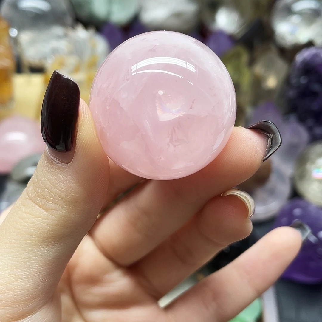 未镶嵌水晶珠宝半成品6粉晶球33mm