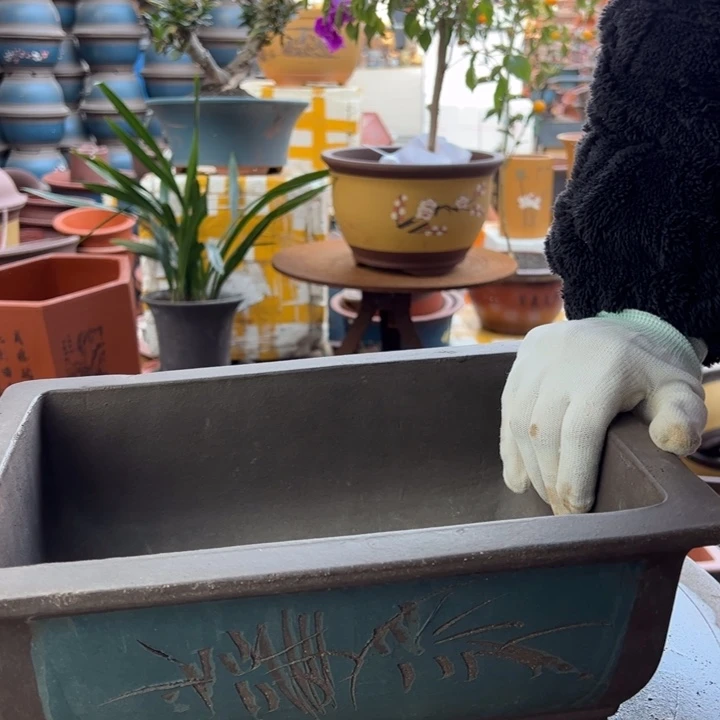 紫砂宜兴紫砂蓝色马槽31