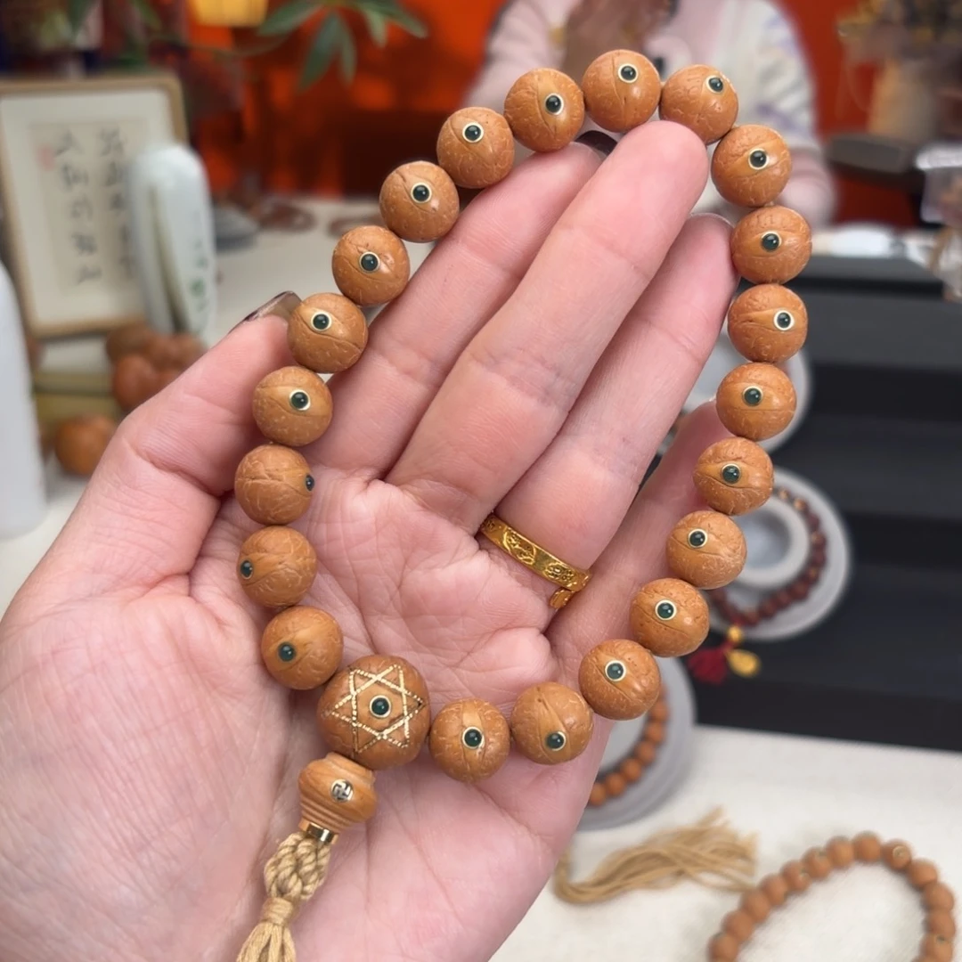 凤眼菩提吊坠12毫米铁籽单圈镶嵌玛n