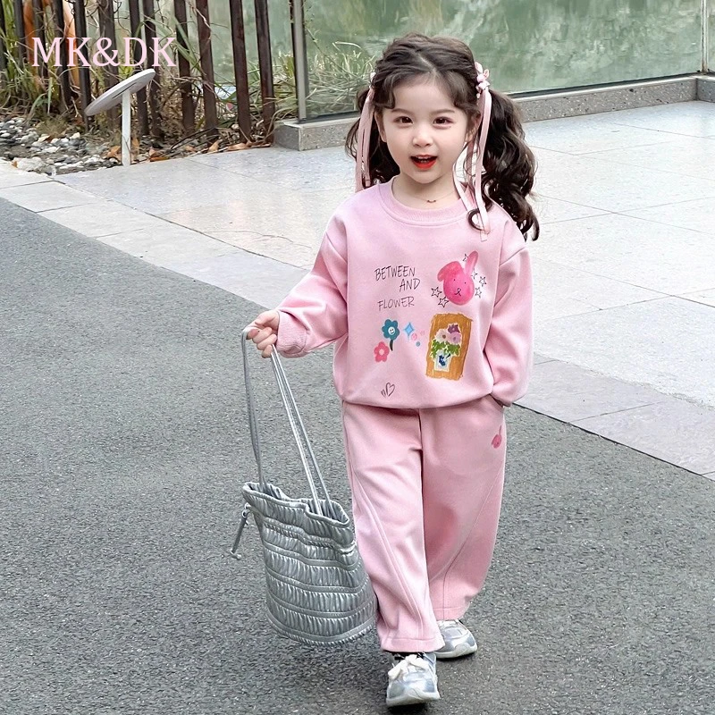 女童早秋衣服2025年秋装新款洋气时髦女宝宝儿童秋季套装