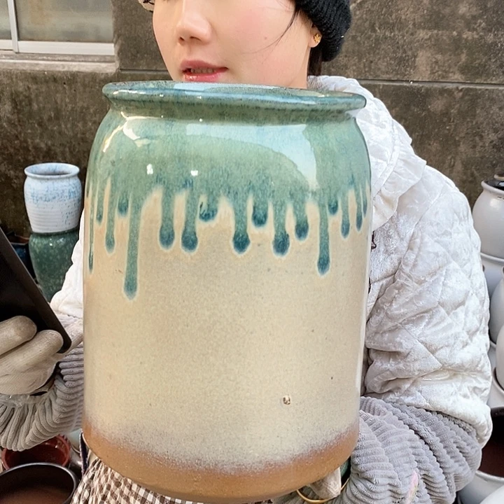 紫砂花盆瑕疵口17高26