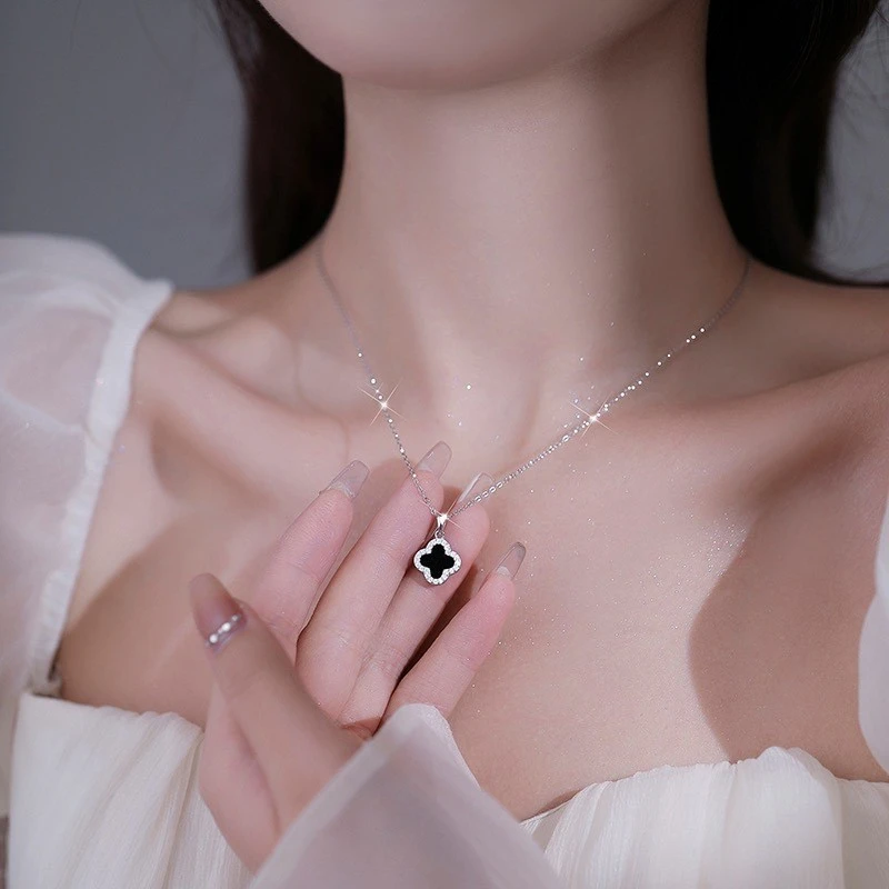 合金项链 四叶草项链四瓣花轻奢简约高级感时尚百搭项链女