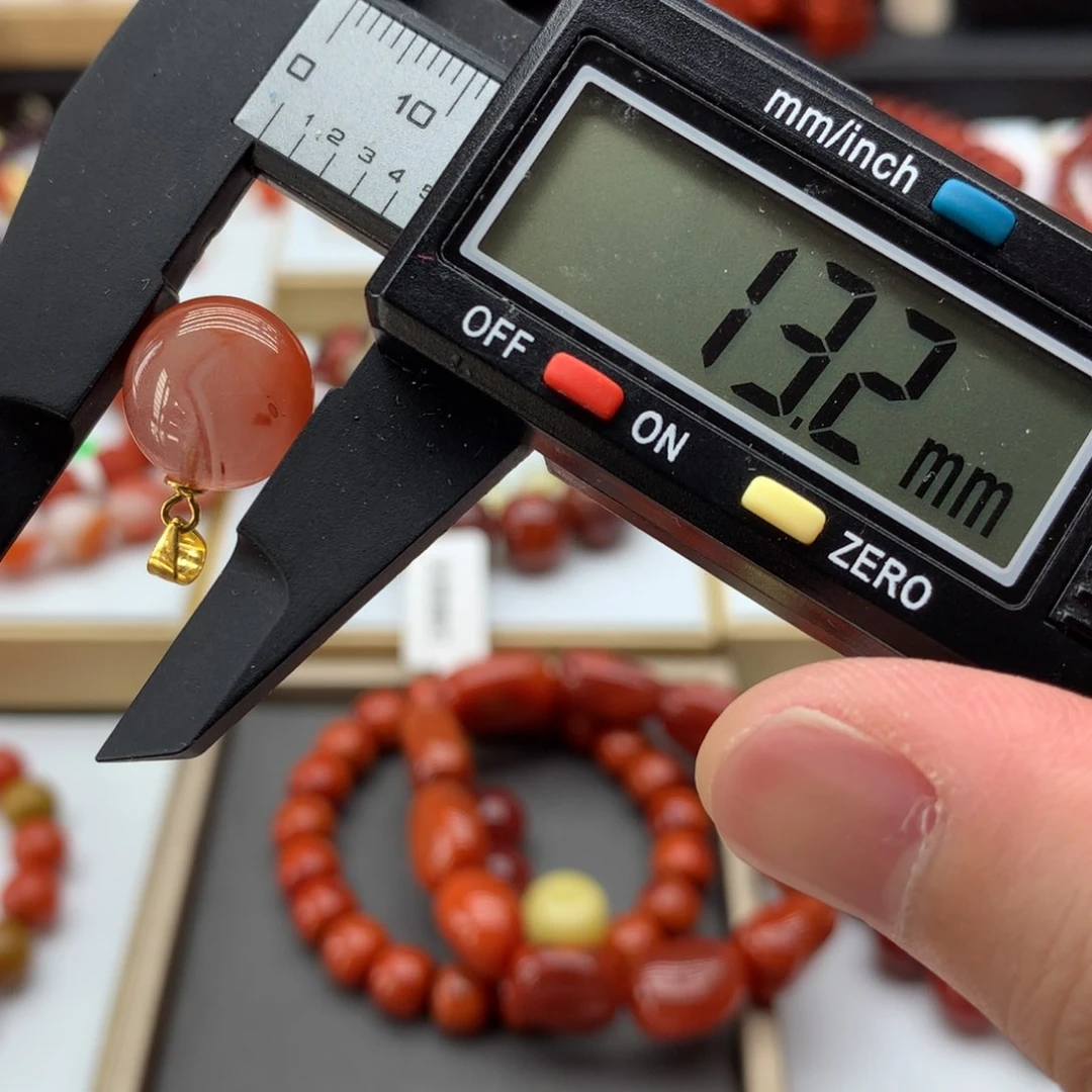 南红玛瑙配饰银S925镀金镶嵌