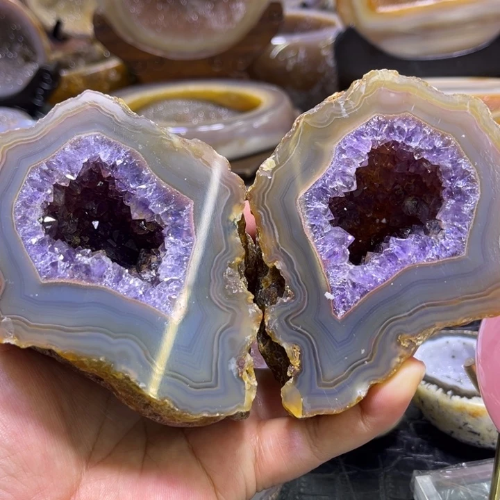 水晶珠宝半成品未镶嵌紫晶大耳朵盆