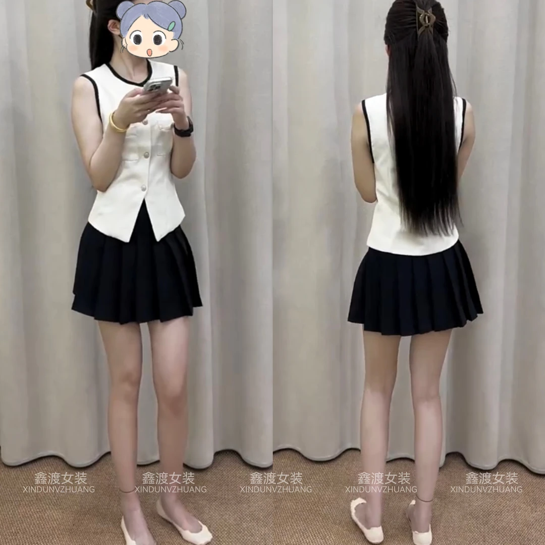 2025夏季新款时尚显瘦气质女士网红洋气两件套百搭款D21435