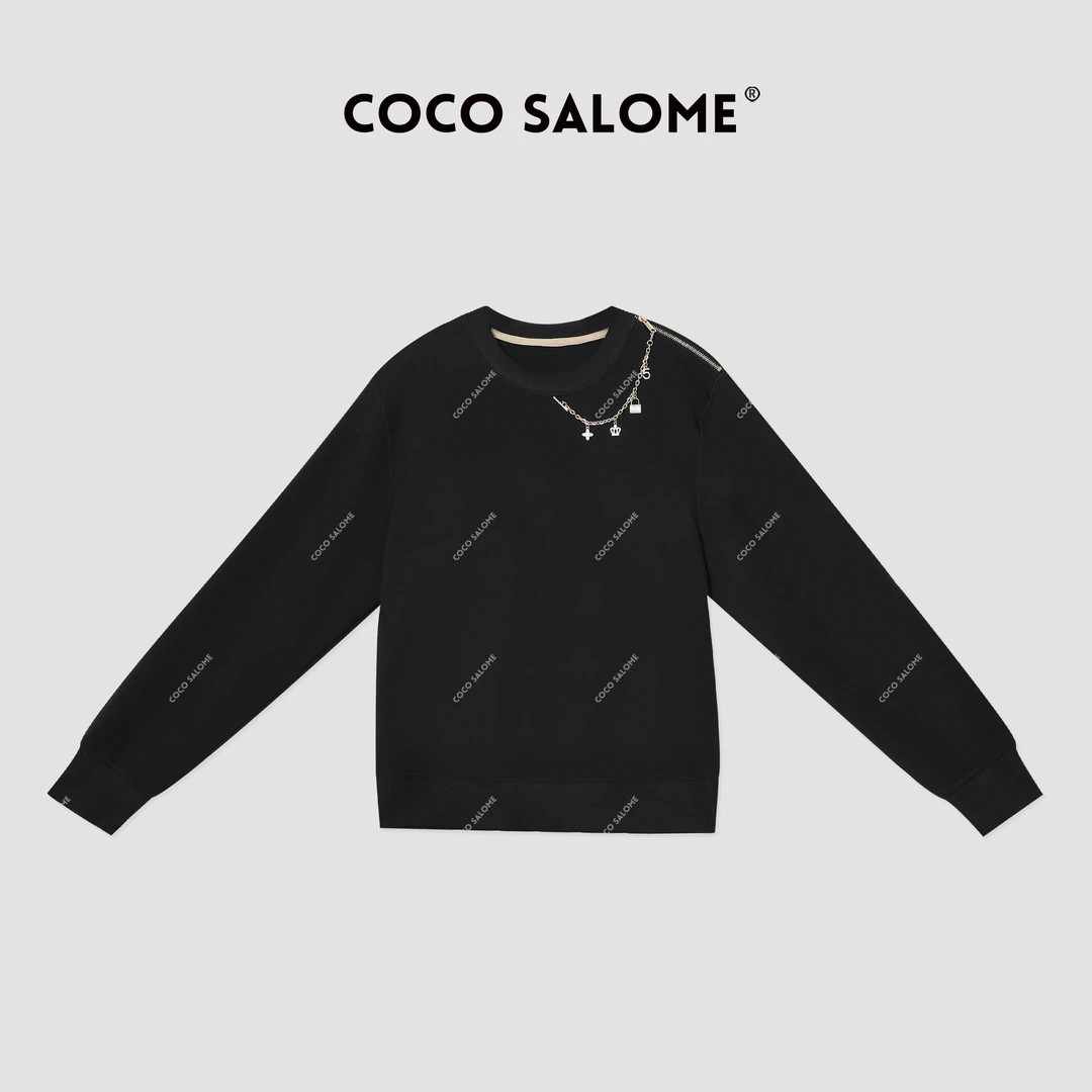 COCO SALOME⑥【潮流派】莫代尔棉+羊肩膀拉链装饰轻奢卫衣205Z