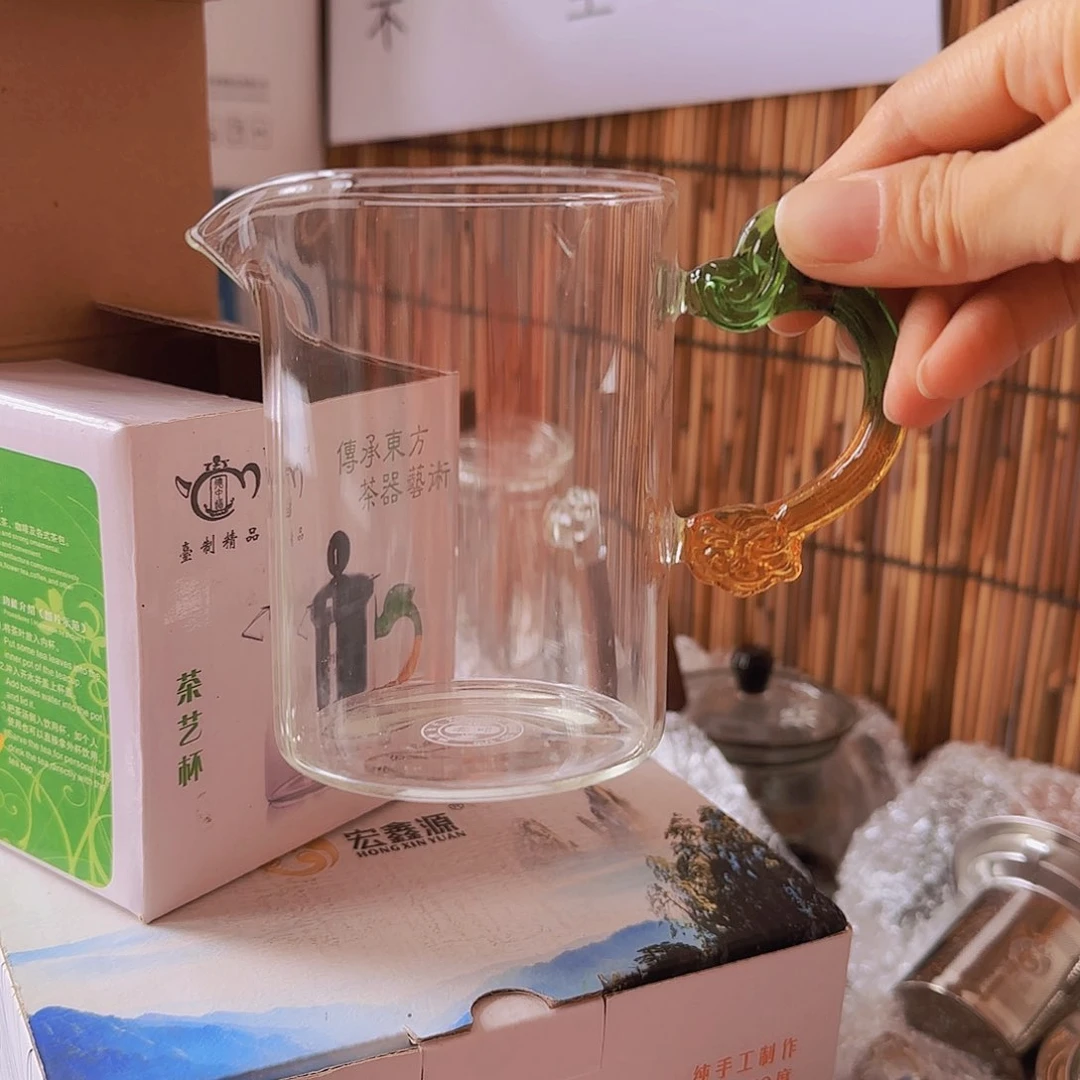 高硼硅玻璃茶水分离款祥云公杯