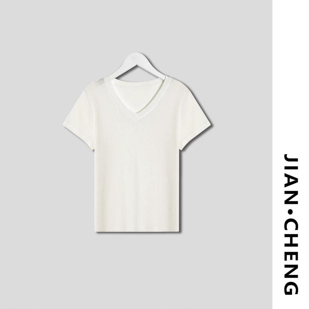 【简柽】V领显瘦小飞袖T恤D507-7788