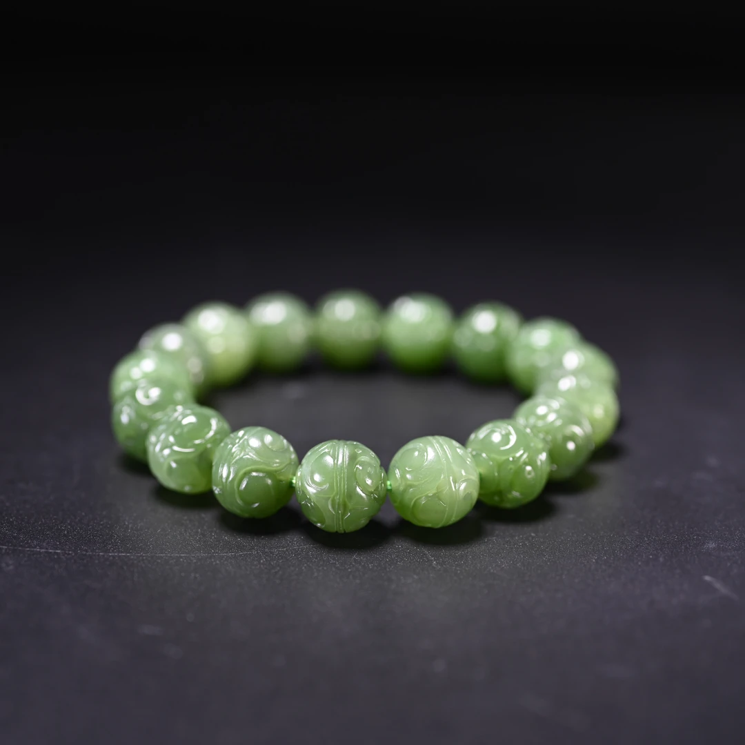 LOT8832和田玉碧玉手串/保利