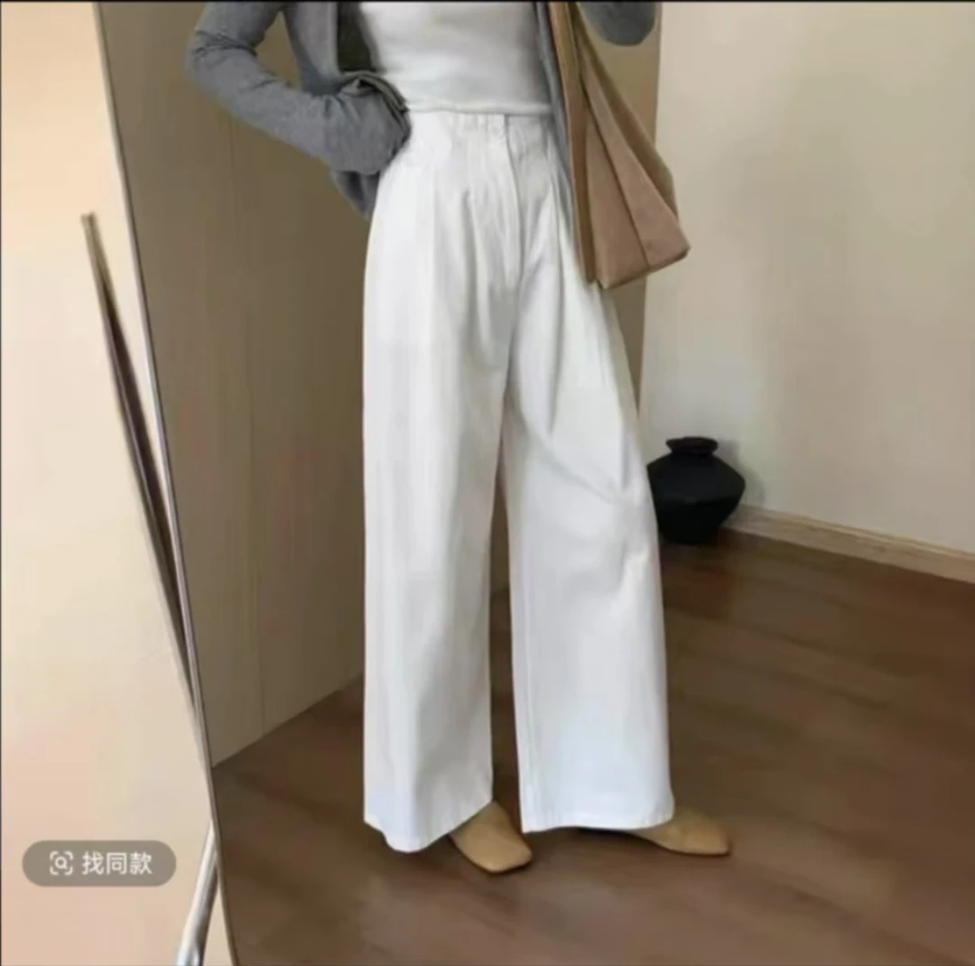 纯棉酵洗加柔阔腿休闲裤2025夏季新款韩版百搭显瘦休闲长裤子女