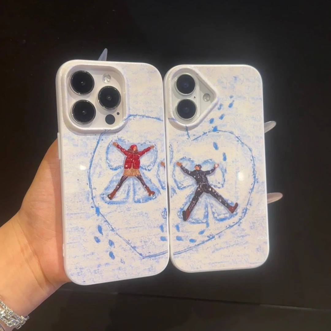ZMGX雪地女孩适用iPhone16promax果冻白手机壳华为小米vivoppo套