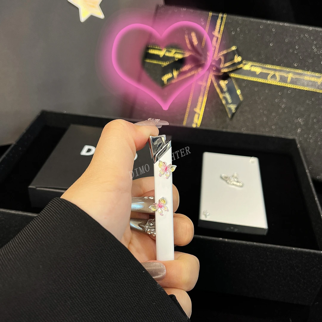 【DIMO】情人节520生日礼物打火机礼盒送女朋友高颜值黄晶幻蝶白条