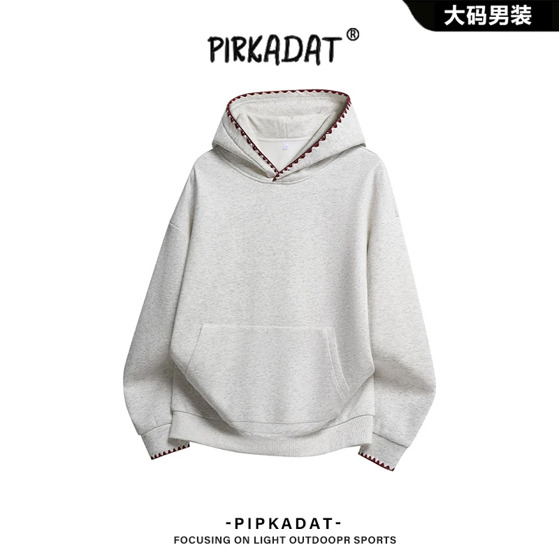Pirkadat秋季新款撞色连帽卫衣男美式高街潮流休闲宽松百搭上衣男