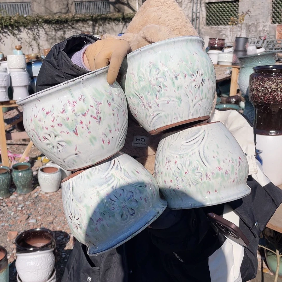 红陶王嫂花盆0128-78