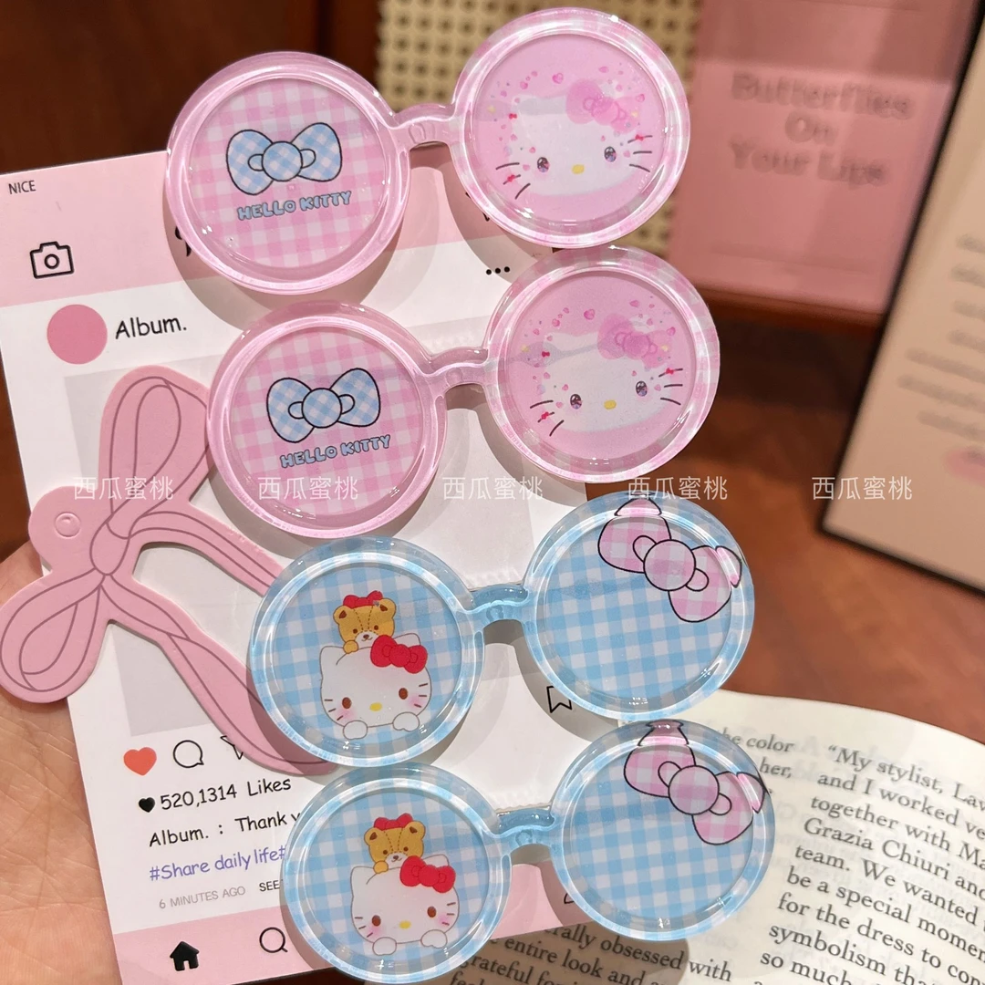 夏季可爱粉蓝格子卡通眼镜发夹发饰少女发卡刘海ins可爱女生眼镜