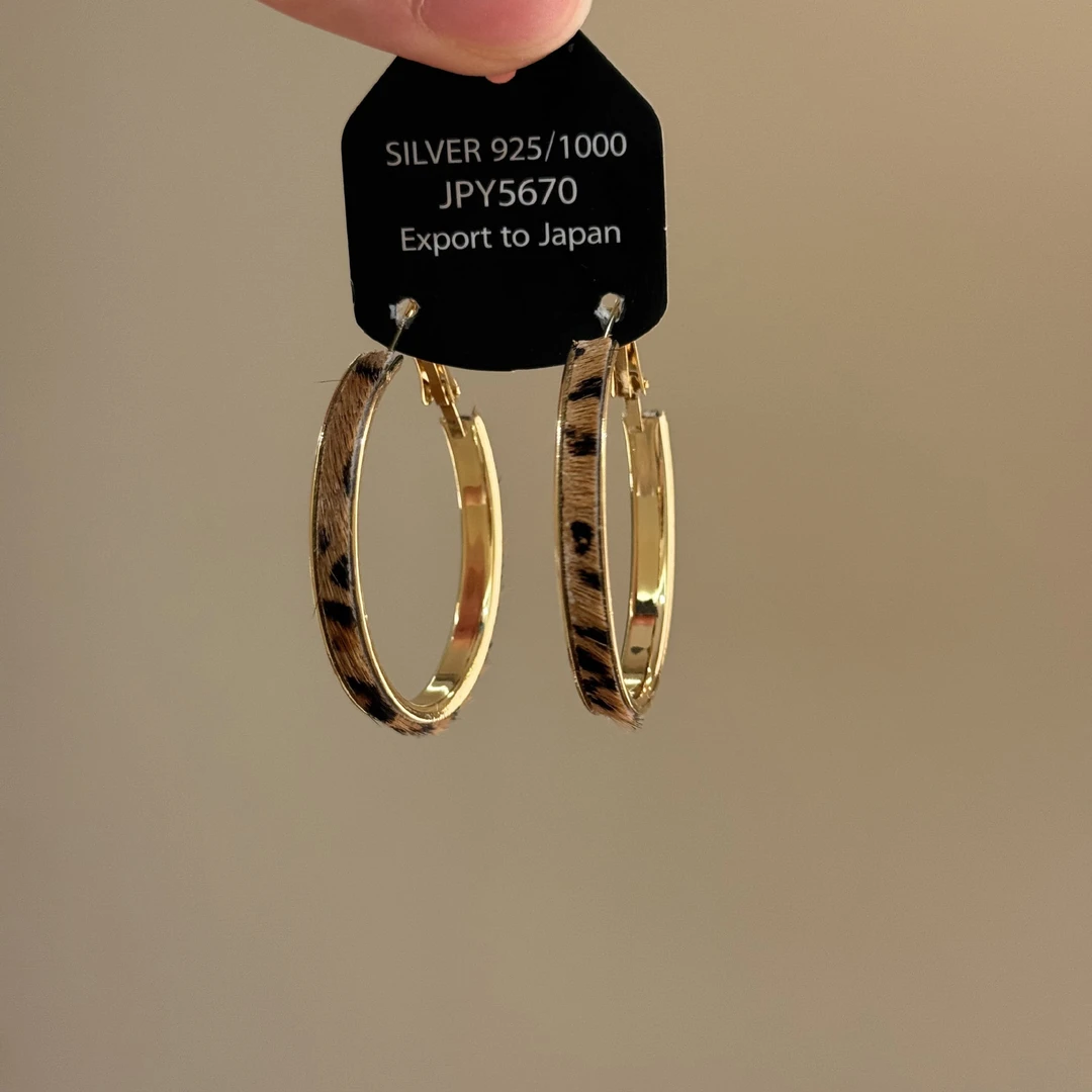 魅力回环~港风豹纹耳圈女耳饰大圈圈方圆脸耳钉气质百搭耳环7250