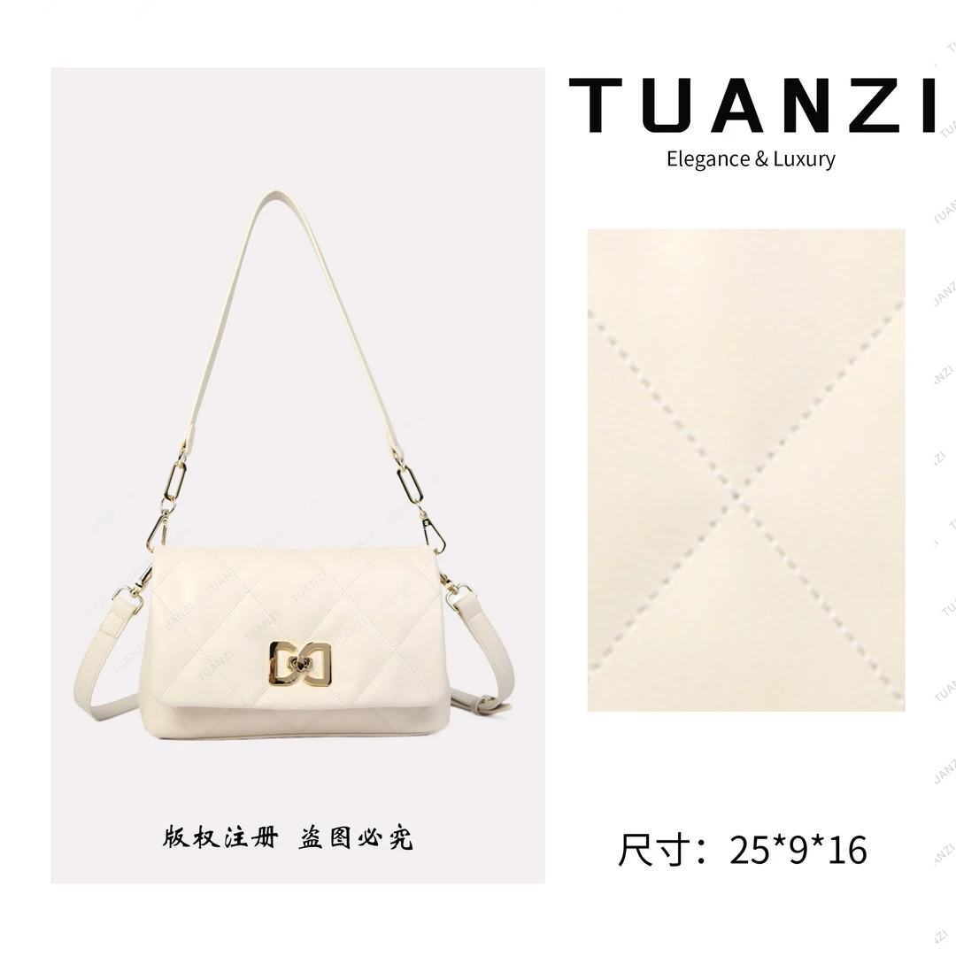 TUANZI『高端玩家』新款原创设计单肩腋下女包 BF-68368-米白色