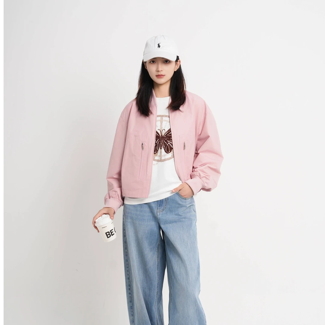 AMASS/阿玛施秋季纯色女长袖宽松型常规百搭宽松短外套休闲540024