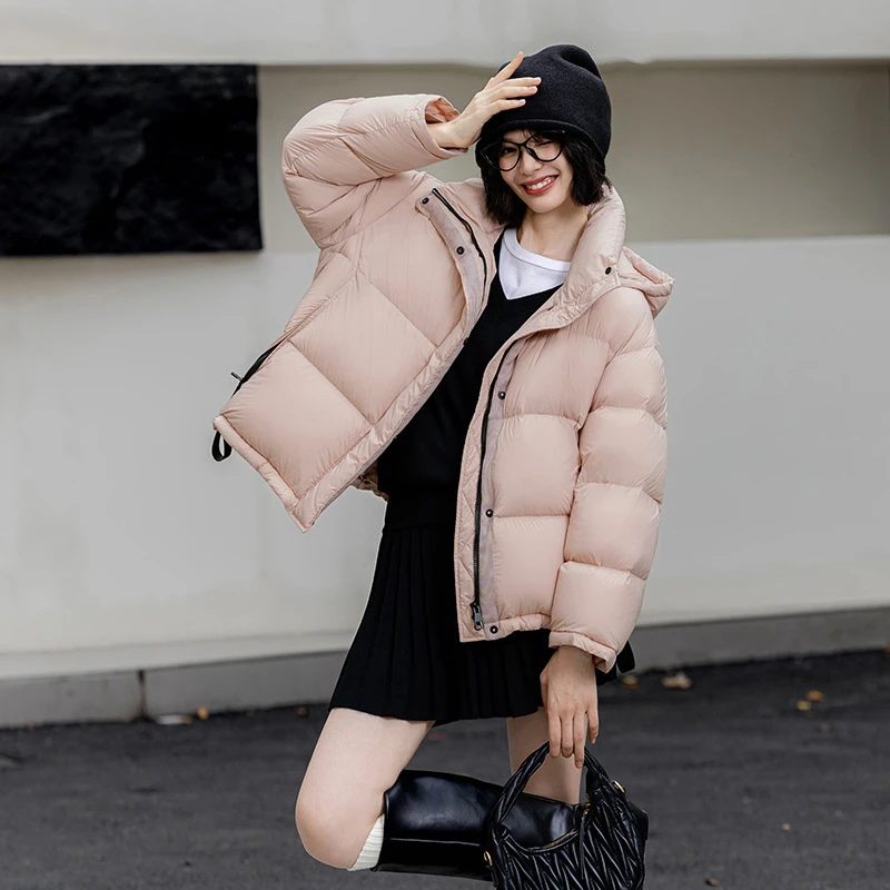 2025冬季新款短款羽绒服时尚休闲百搭女士连帽面包服90鸭绒高品质