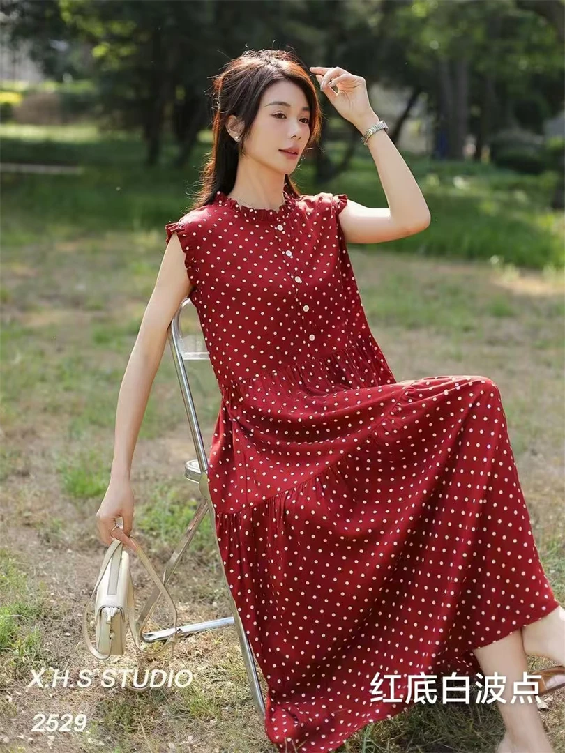 JJ-[优雅气质]2025夏季新款显瘦棉绸舒适休闲连衣裙GG-2529