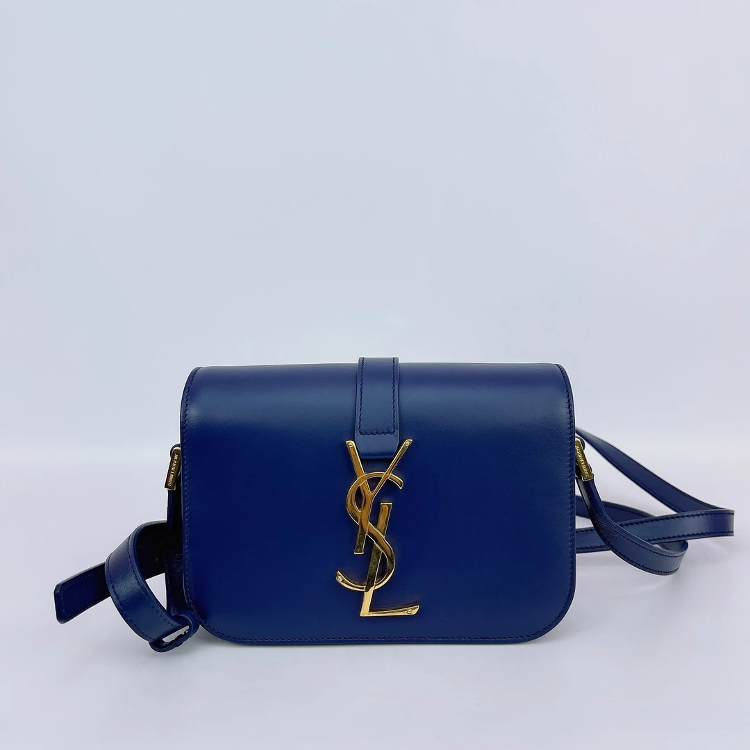 95新 YSL/圣罗兰 圣罗兰 蓝色斜挎包底长15 C130