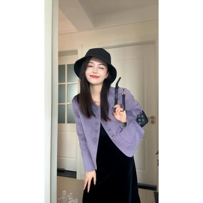 【皓月专属】双面山羊绒+超细绵羊毛气质百搭小香风82510外套